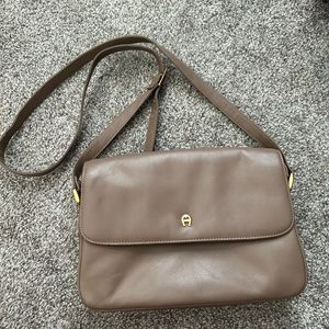 Vintage Etienne Aigner taupe handbag. Genuine Leather.